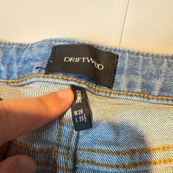 Driftwood Women 28 Charlee Jeans Wide Leg Cropped Button Fly Blue Denim STAIN - Picture 5 of 10